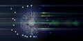 Abstract background with  spherical  grid lines conecting dots analyze and blurred lines. Analytics algorithms data. Quantum Royalty Free Stock Photo