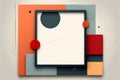 abstract background with a square frame and red orange and blue shapes Royalty Free Stock Photo