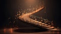 abstract background steps staircase going up with musical signs hovering in the air. Royalty Free Stock Photo