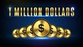 Background of stock market 1 million dollars and golden dollar coin