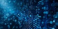 Abstract background of streaming binary code on blue background. Concept of coding, programming data flow technology software Royalty Free Stock Photo