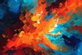 Abstract background, the struggle of fire and water, a combination of red, blue and black, drawn in watercolor paint Royalty Free Stock Photo