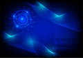 Abstract background style Hitech technology blue wave line and circle cog for background illustration vector