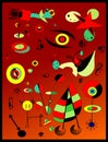 Abstract background, style Miro `French painter Royalty Free Stock Photo