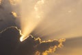 Abstract background of sun shines through the golden clouds in the evening. Royalty Free Stock Photo