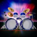 Abstract background with sunrise and drum kit Royalty Free Stock Photo