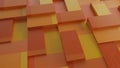 Abstract background with surface cubes. Seamless loop. Rotating orange and yellow blocks background, seamless loop.