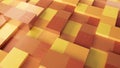 Abstract background with surface cubes. Seamless loop. Rotating orange and yellow blocks background, seamless loop. Royalty Free Stock Photo