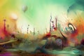 abstract background a surreal dreamscape with fantastical creatures and landscapes that defy logic and reason Generative AI