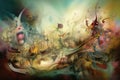 abstract background a surreal dreamscape with fantastical creatures and landscapes that defy logic and reason Generative AI