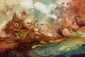 abstract background a surreal dreamscape with fantastical creatures and landscapes that defy logic and reason Generative AI