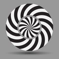 Abstract background with swirl lines. Rotation black and white distorted elements as logo or icon Royalty Free Stock Photo