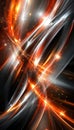 Abstract Background, Swirling Orange and Silver Lines, Light Streaks, and a Dynamic Energy. Royalty Free Stock Photo