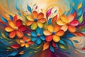 Abstract Background - Swirls of Vivid Colors Merging, Resembling Flowers in an Impressionist Style