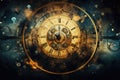 Abstract background with symbols of time and cyclicity Royalty Free Stock Photo