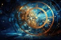 Abstract background with symbols of time and cyclicity Royalty Free Stock Photo