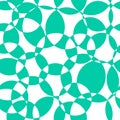 Abstract background teal intersecting circles seamless vector pattern. Modern backdrop green blue overlapping circles on