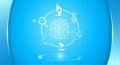 Abstract background technology concept in blue light,brain and human body heal Royalty Free Stock Photo
