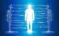 Abstract background technology concept in blue light,brain and human body heal