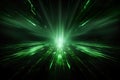 abstract background technology. A green beam of light descends to the ground from above