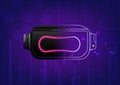Abstract background technology VR glasses 3D has faded into outlines There is a circuit line with a bright glow point.