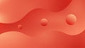 Vector Abstract Orange and Red Gradient Fluid Style Background with Simple Wavy Lines and Circles Royalty Free Stock Photo