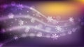 Vector Abstract Winter Holidays Blurry Yellow and Purple Gradient Background with Glowing Snowflakes and Blurring Bokeh Royalty Free Stock Photo