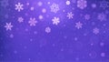 Vector Abstract Winter Holidays Purple Blue Gradient Background with Blurry Falling Snowflakes and Bokeh Royalty Free Stock Photo