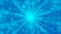 Vector Abstract Bright Light Beams, Bokeh, Glittering Sparkles and Music Notes Blast in Blue Background Royalty Free Stock Photo