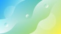 Vector Abstract Light Blue, Green and Yellow Gradient Fluid Style Background with Simple Wavy Lines and Circles