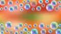 Vector Abstract Colorful Glowing Bubbles Border in Blurry Orange and Green Gradient Background Royalty Free Stock Photo