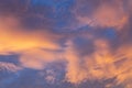 Abstract background with a texture of clouds at sunset. Heavenly Royalty Free Stock Photo