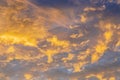 Abstract background with a texture of clouds at sunset. Heavenly Royalty Free Stock Photo