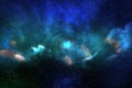 Abstract background texture of distant star space and multicolored nebula, illustration Royalty Free Stock Photo