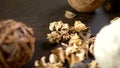 Abstract background, texture of dried flowers. potpourri . close-up. dried flowers and seeds used for aromatherapy.