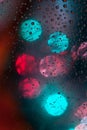 Abstract background texture drops of water and art light on glass. Creative space design Royalty Free Stock Photo