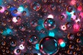 Abstract background texture drops of water and art light on glass. Creative space design