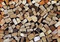 Abstract background (texture) of dry firewood in a pile. Royalty Free Stock Photo