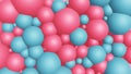 Abstract background texture with pink and blue bubbles. 3d render with minimalist simple objects