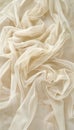 Abstract Background Texture of Soft Chiffon Fabric, Minimalist Wavy Drape of Off - White Tulle Royalty Free Stock Photo