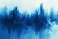 Vibrant blue and white abstract painting showcasing textured brushstrokes and dynamic movement Royalty Free Stock Photo