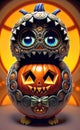 Abstract background theme for Halloween celebration, pumpkin and skull. Royalty Free Stock Photo