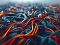 Tangled Cables Abstract Background | Chaotic Network Connection Texture Royalty Free Stock Photo