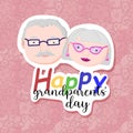 Abstract background to the day of grandparents. Sticker effect. Happy grandparents day greeting card vector illustration