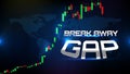 Background of trading stock market break away gap with stock market volume chart