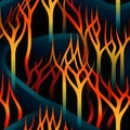 Abstract background with tree branches and fire. Vector illustration. Eps 10 Royalty Free Stock Photo