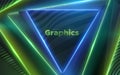 Abstract background with triangle geometric shapes and multicolored neon glowing light Royalty Free Stock Photo