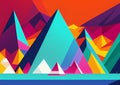 abstract background with triangles. mountain view , illustration, Ai generated