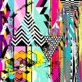 Abstract background with triangles, stripes, paint strokes and splashes Royalty Free Stock Photo