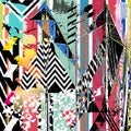 Abstract background, with triangles, stripes, paint strokes and splashes Royalty Free Stock Photo